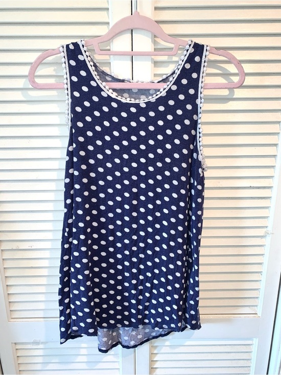 bombom Tops - Bombom Navy blue and white polka dot sleeveless blouse Small